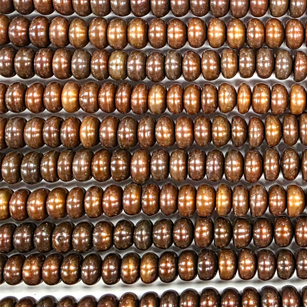 FRESHWATER PEARL RONDELLE 8-9MM CHOCOLATE BROWN